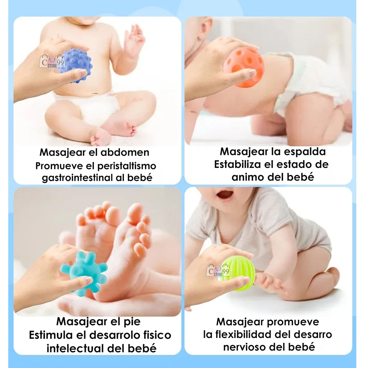  Pelotas Sensoriales Para Bebes Pack X6 